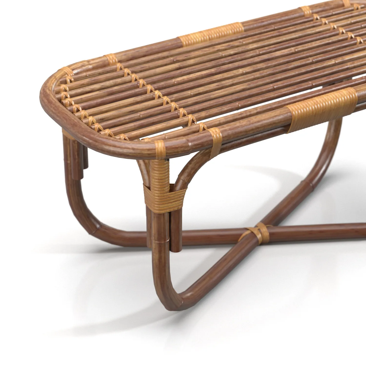 Italian Bamboo and Rattan Bench PBR 3D Model_05